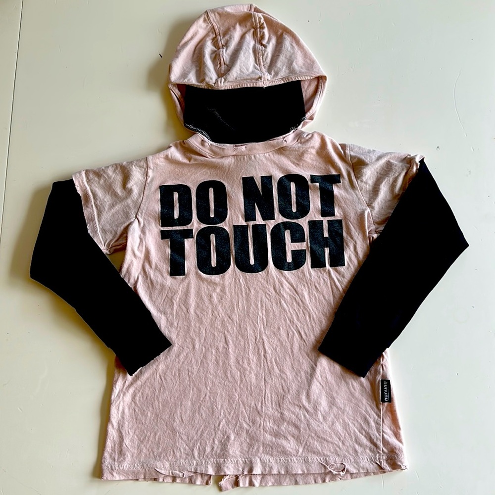 Nununu Hooded Long Sleeve “DO NOT TOUCH” Size 8-9